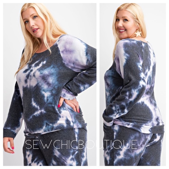 sewchicboutique Tops - Plus Size Tie Dye Hacci Brushed LS Raglan